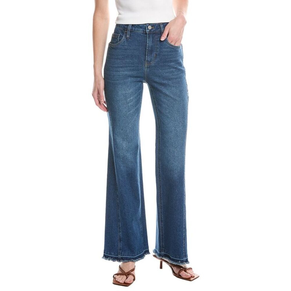 Kenneth Cole Womens High-Rise Flare Leg Jean, Green